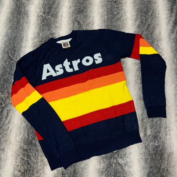 Vintage USA Astros Rainbow Cardigan Sweater Cooperstown Collection